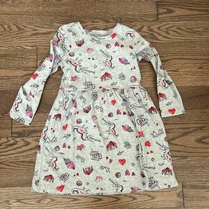 Girls long sleeve dress new (no tags) grey pink red and black accents & silver